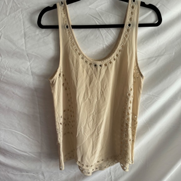 Joie Reena Silk Beaded Cream Beige Tank Top Size S - Picture 13 of 14